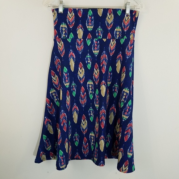 LuLaroe Azure Feather Skirt Small - Picture 2 of 4